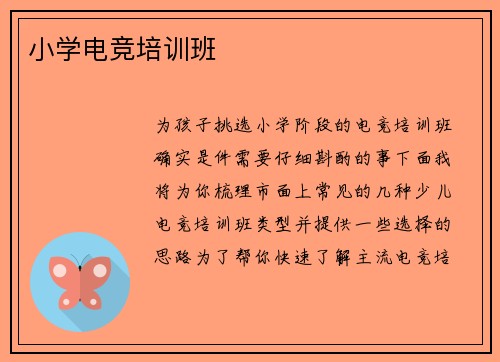 小学电竞培训班